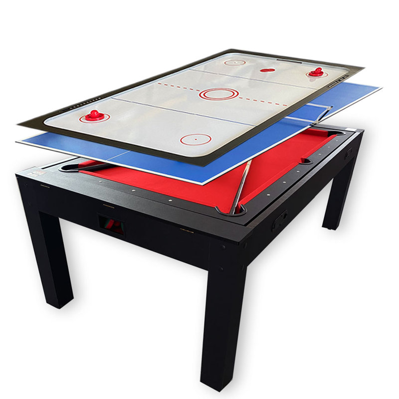 Simba USA Pool Table 7ft Red + Air Hockey + Table Tennis + Table
